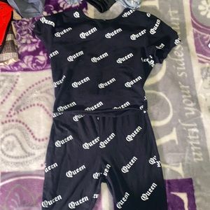 This is a Two- Piece set from Fashionnova with QUEEN print all over